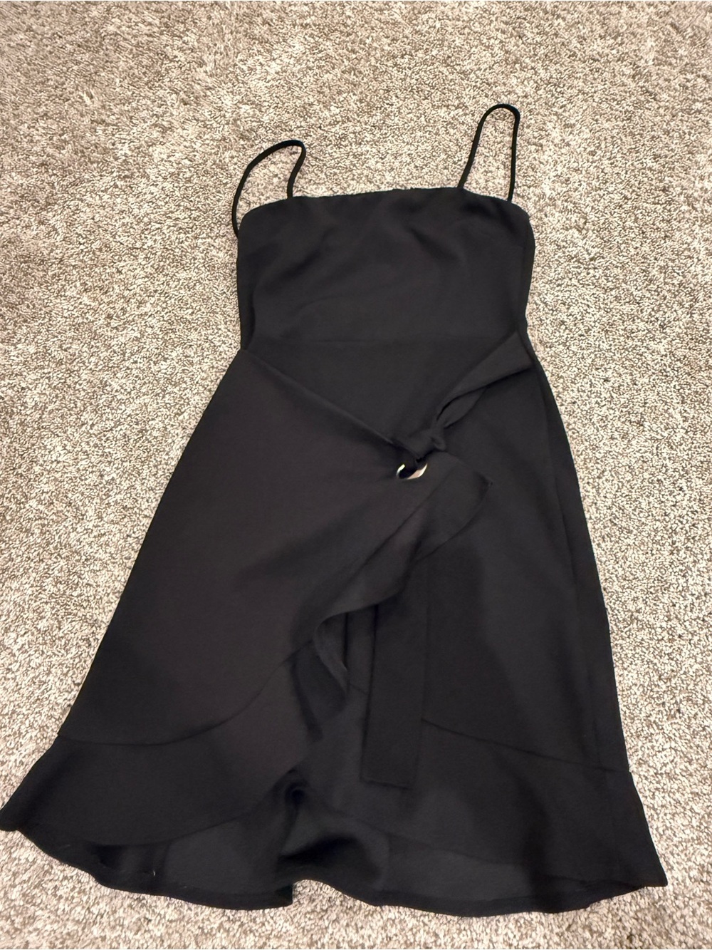 Mod on Trend - Women’s Black Spaghetti Strap Wrap Midi Dress